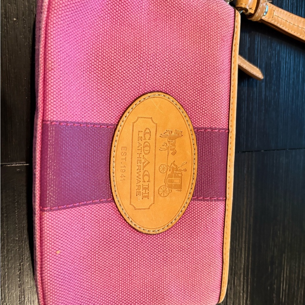 10 yr Anniversary Coach Pink and Purple Wristlet EUC